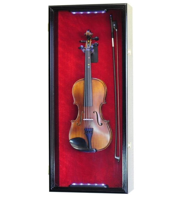 Violin Display Case Cabinet Wall Rack Hot on Sale