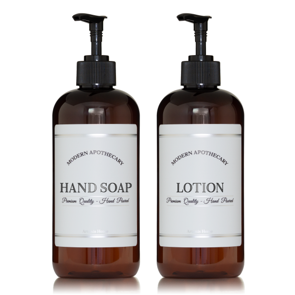 Amber  Modern Apothecary  Hand Soap, Lotion PET Plastic Bottle Duo Cheap