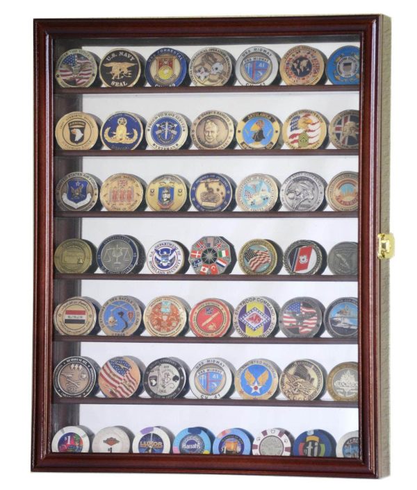 Mirrored Back Military Challenge Coin Display Case Cabinet For Sale - Image 4