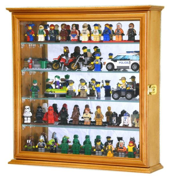 4 Adjustable Shelves Mirror Back Mini Figures   Miniatures   Figurines Display Case Cabinet Hot on Sale