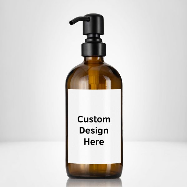 Customized Amber Glass 16 oz Boston Round Pump Bottle Cheap - Image 3