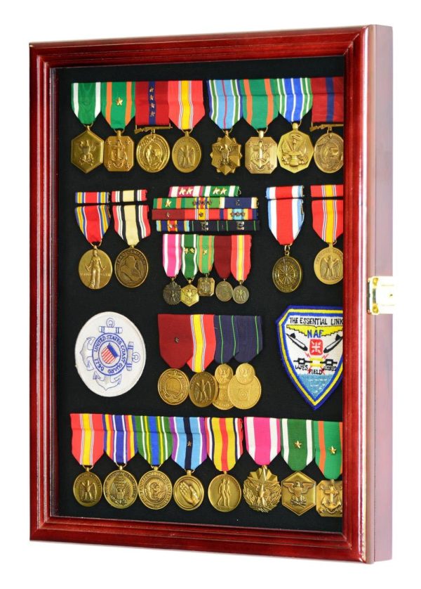 Military Medals, Pins, Patches, Insignia, Ribbons, Flag Display Case Cabinet Sale - Image 4