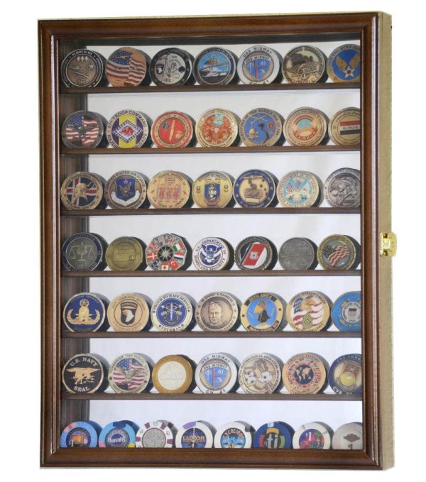 Mirrored Back Military Challenge Coin Display Case Cabinet For Sale - Image 3