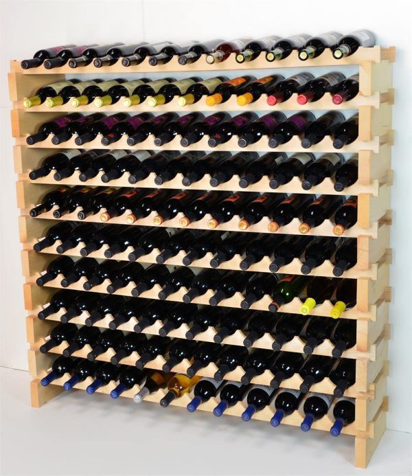 12X Bottles Beech Hardwood Modular Wine Rack Stackable (12 Bottles per Row) Discount