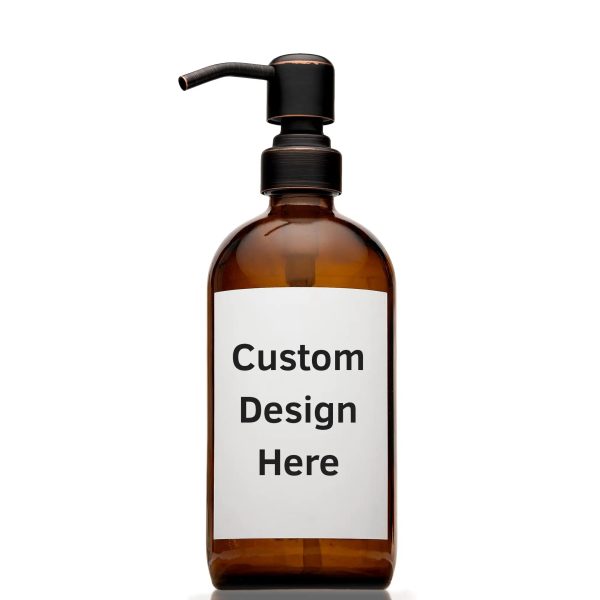 Customized Amber Glass 16 oz Boston Round Pump Bottle Cheap